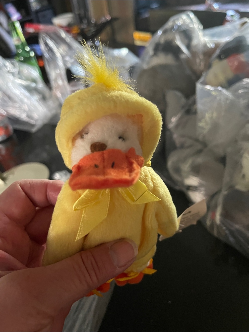 GANZ Yellow Plush Bear in Duck Costume with Orange Bill - Picture 4 of 5